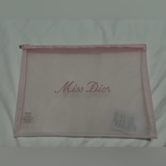 Dior Handbags - Dior Pink Mesh Pouch with Embroidery